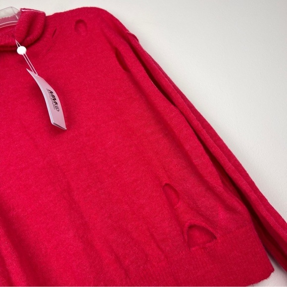 Maison Margiela MM6 Distressed Alpaca Red Turtleneck Sweater - Picture 5 of 11